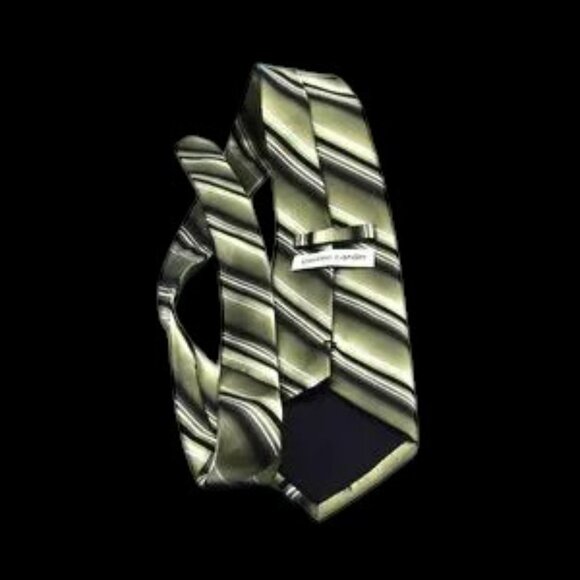 Vintage Designer Pierre Cardin 100% Silk Tie Green Black White - Picture 3 of 5